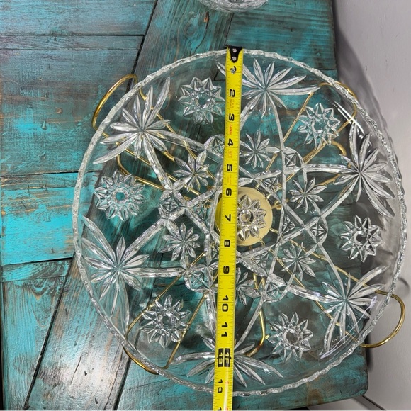 MCM Anchor Hocking Prescut Star of David 9 Piece Glass Lazy Susan - Picture 4 of 9